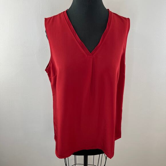 SOFT SURROUNDINGS Red Sleeveless V-Neck Drapey Caranday Tank Top Size Large L - Picture 2 of 8